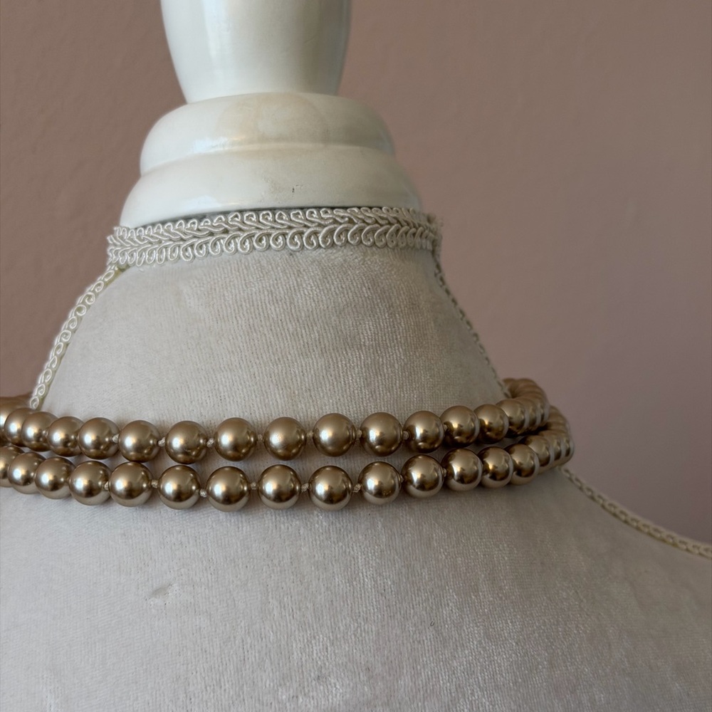 Lauren Ralph Lauren Double Strand Champagne Pearl Choker with Signature LRL